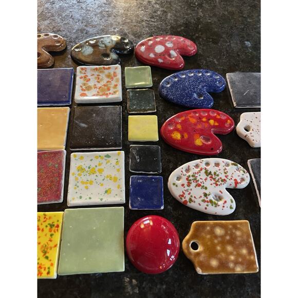 LOT OF 30 + VINTAGE GLAZED TILE SAMPLES MIXED TRAVERTINE MULTICOLOR PATTERN - Picture 3 of 10